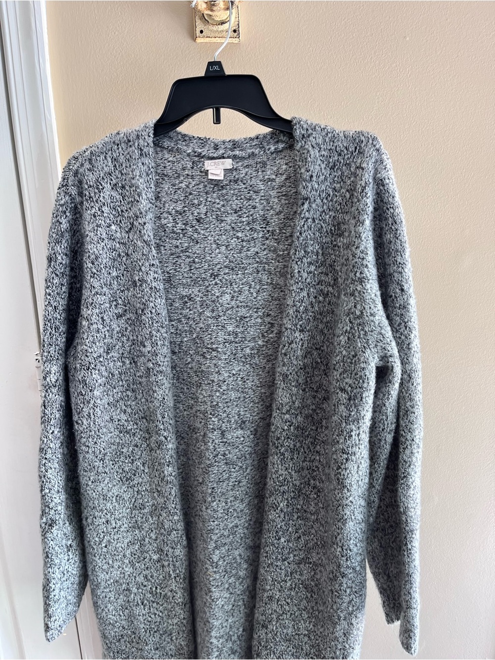 J. Crew Marled Light Gray Open-Front Knit Cardigan
